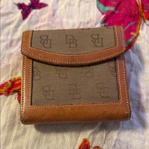 Dooney & Bourke Tan Brown Signature Compact Wallet